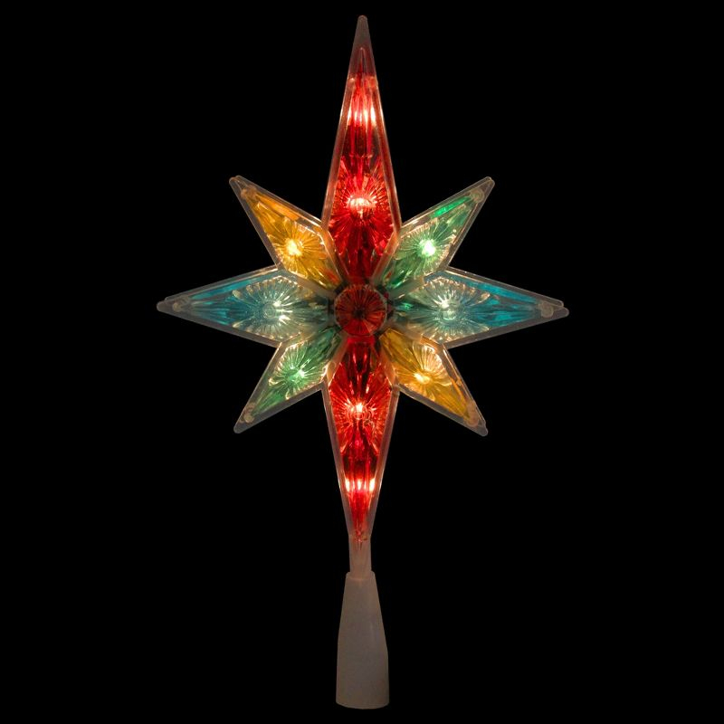 Northlight 10.75" Lighted Multi Colored Star Tree Topper- Clear Lights
