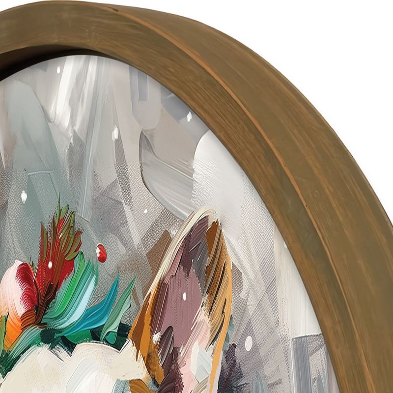 Creative Products Painterly Holiday Frenchie 20 x 20 Round Brown Framed Print