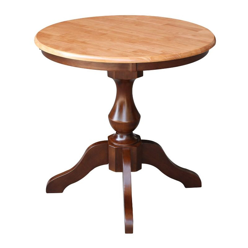 International Concepts 30" Round Top Pedestal Table-28.9" H, Cinnamon/Espresso