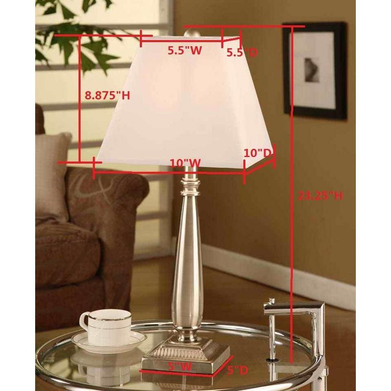 King's Brand Brushed Nickel Table Lamp with Square White Shades Set of 2 Table Lamps