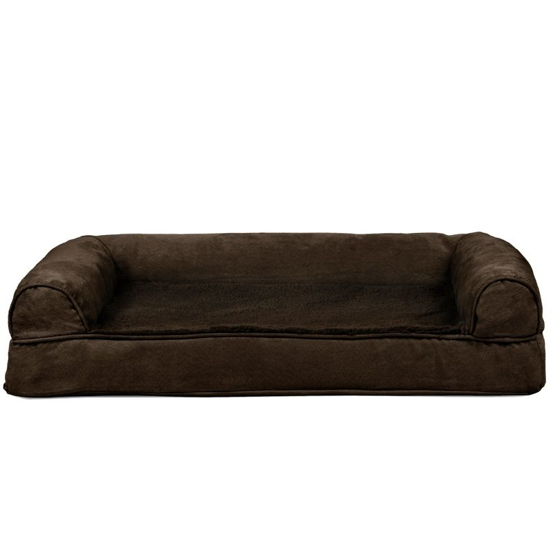 FurHaven Plush & Suede Full Support Sofa Dog Bed - Medium, Espresso