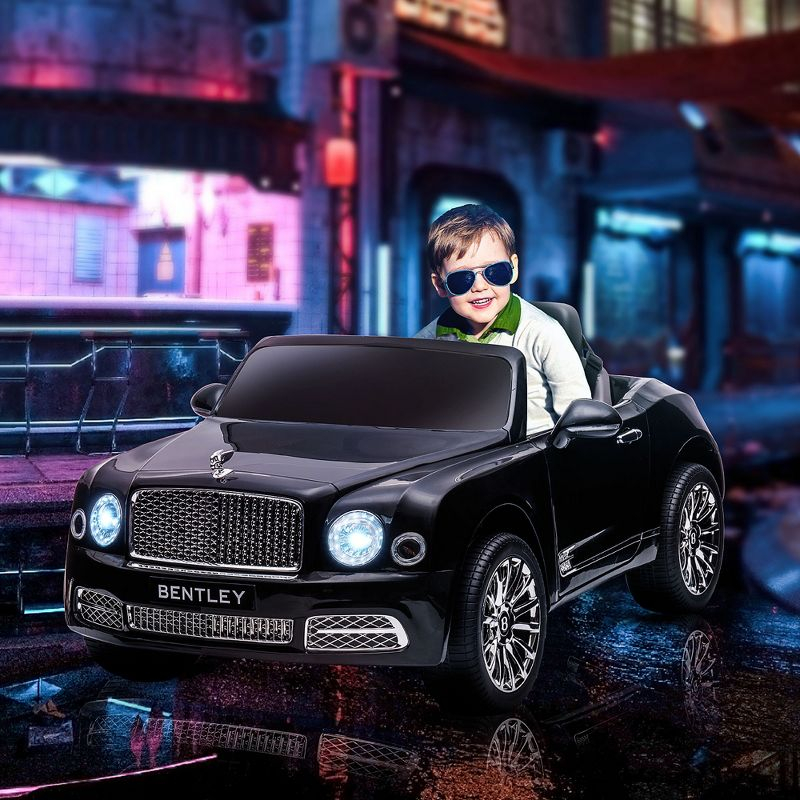 Aosom Bentley 12V Ride on Car with Remote Control, Battery Powered Car with Sound, LED Lights, MP3, Horn, Music, 2 Motors, for 37-72 Months, Black