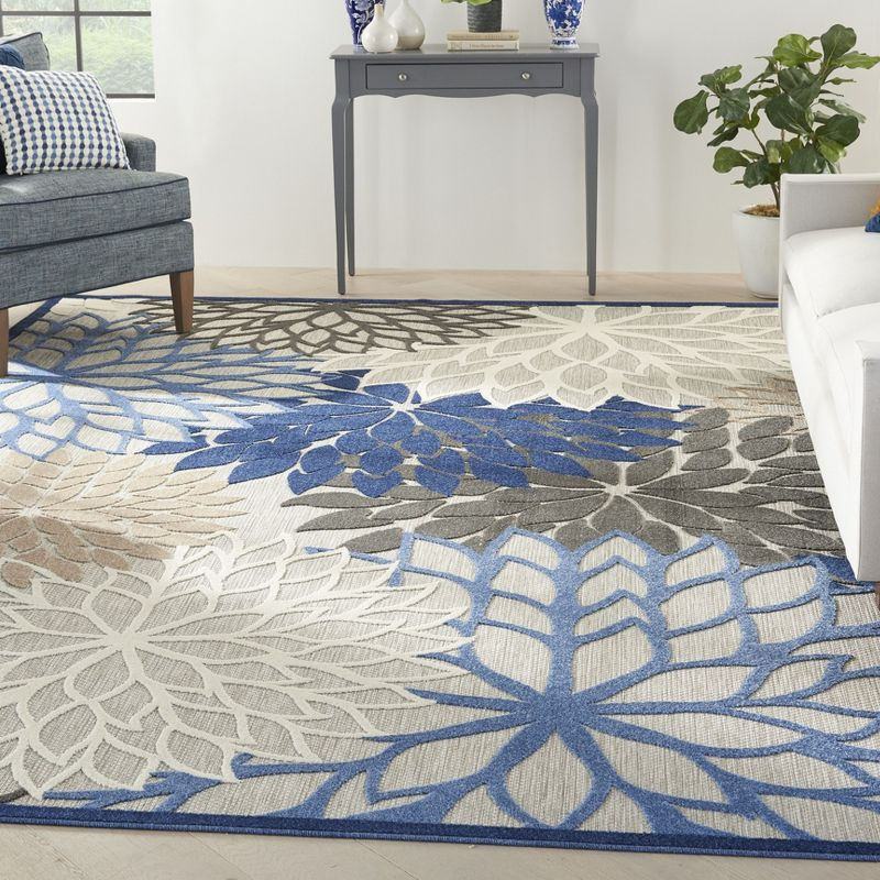 Nourison Aloha Floral 12' x 15' Blue Multicolor Tropical Indoor/Outdoor Area Rug