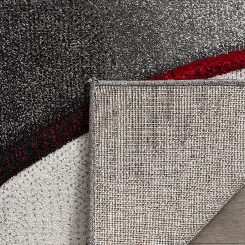 Hollywood HLW712 Machine Made Accent Rug - 2'7"x5' - Grey/Red - Safavieh
