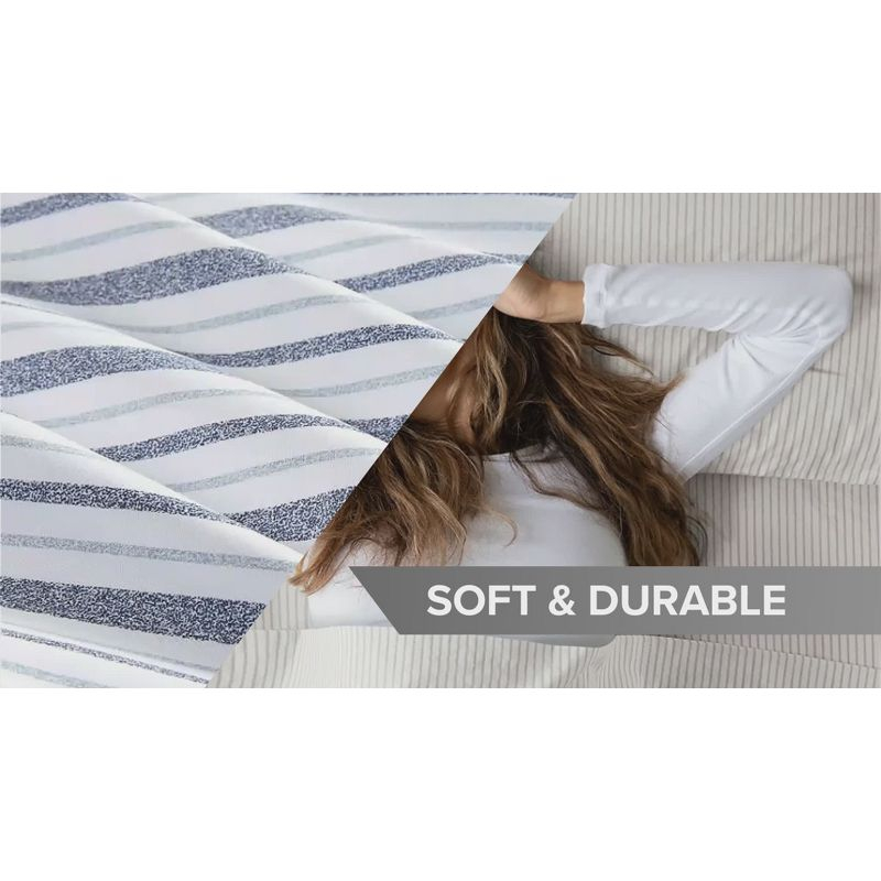 Full 200 Thread Count Printed Cotton Sheet Set Gray Stripe