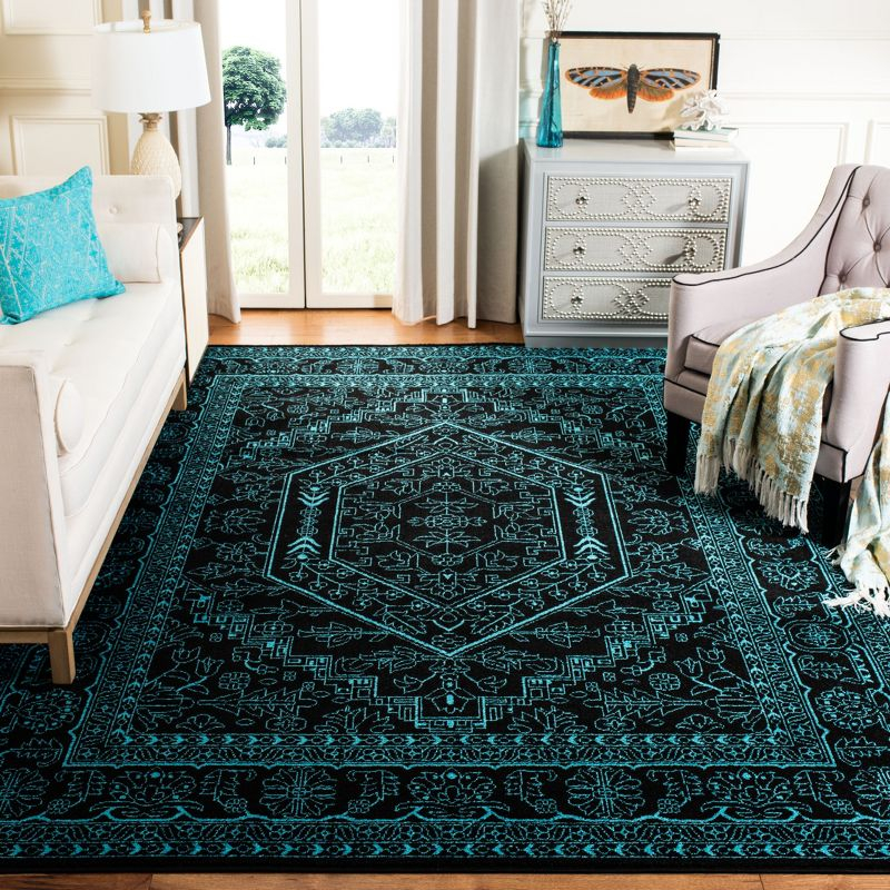 Adirondack ADR108 Power Loomed Area Rug - Black/Teal - 8'x10' - Safavieh.