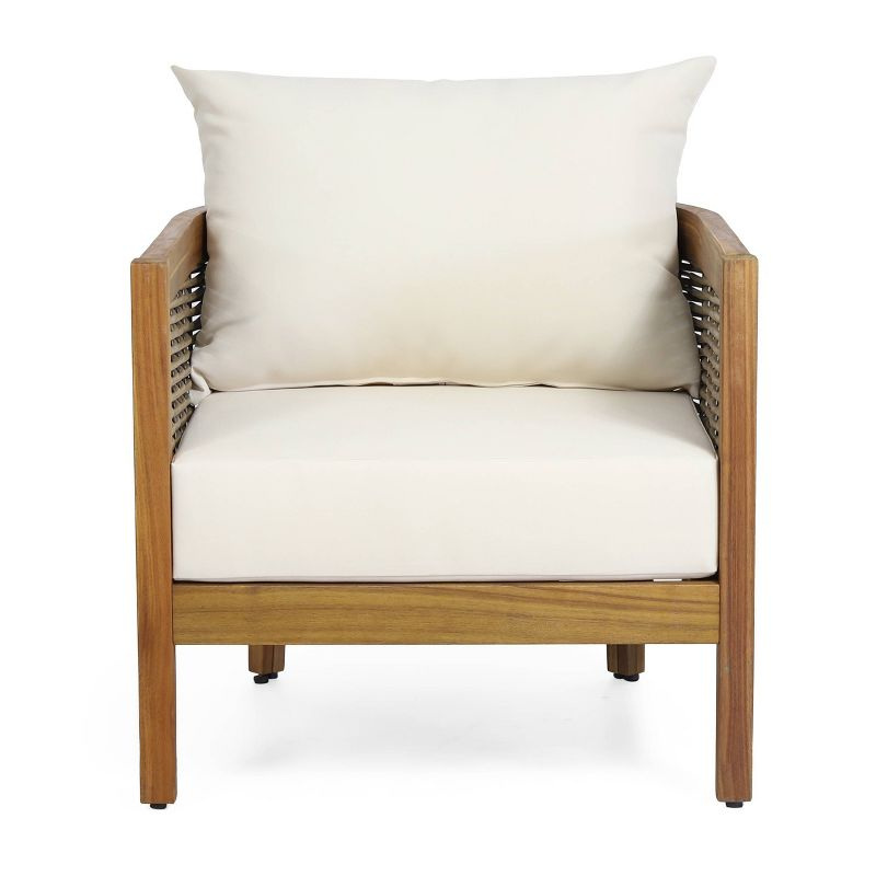 Burchett 2pk Outdoor Acacia Wood Club Chairs with Cushions: Weather-Resistant, UV-Resistant - Christopher Knight Home