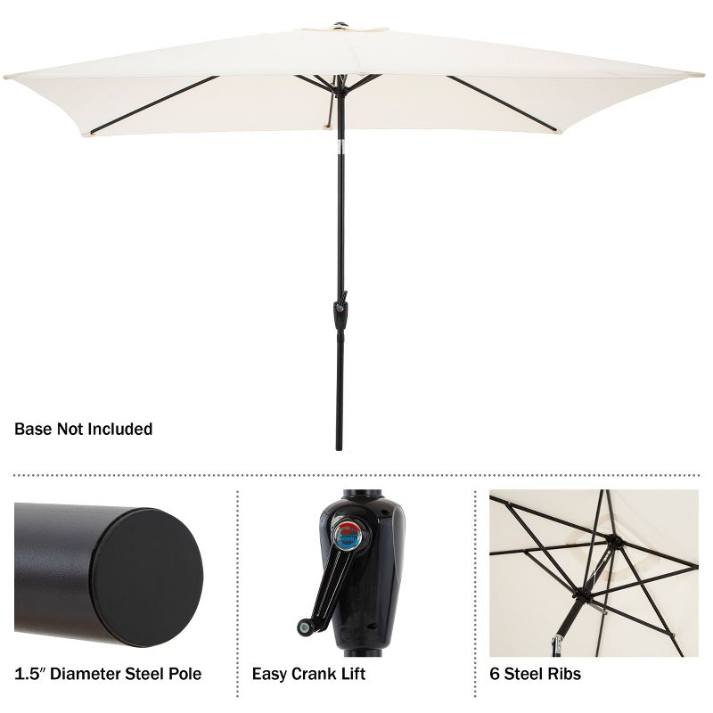 Rectangular Patio Umbrella - 10 Ft Easy Crank Sun Shade with Push Button Tilt for Outdoor Furniture, Deck, Backyard, or Pool by Pure Garden (Beige)