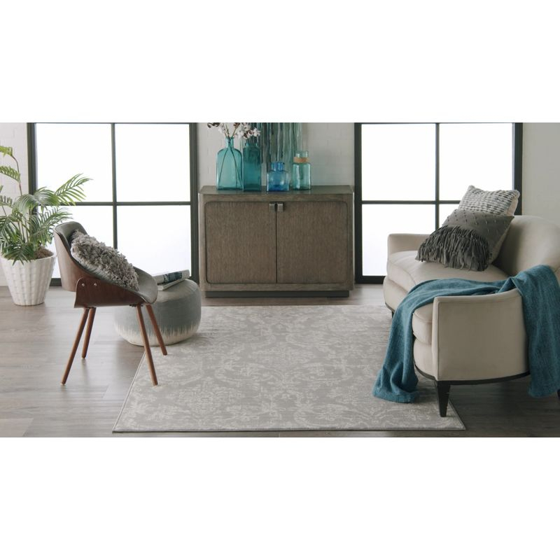 Nourison Jubilant 5'3" x ROUND (5' Round) Blue Area Rug Farmhouse Vintage Damask by Nourison