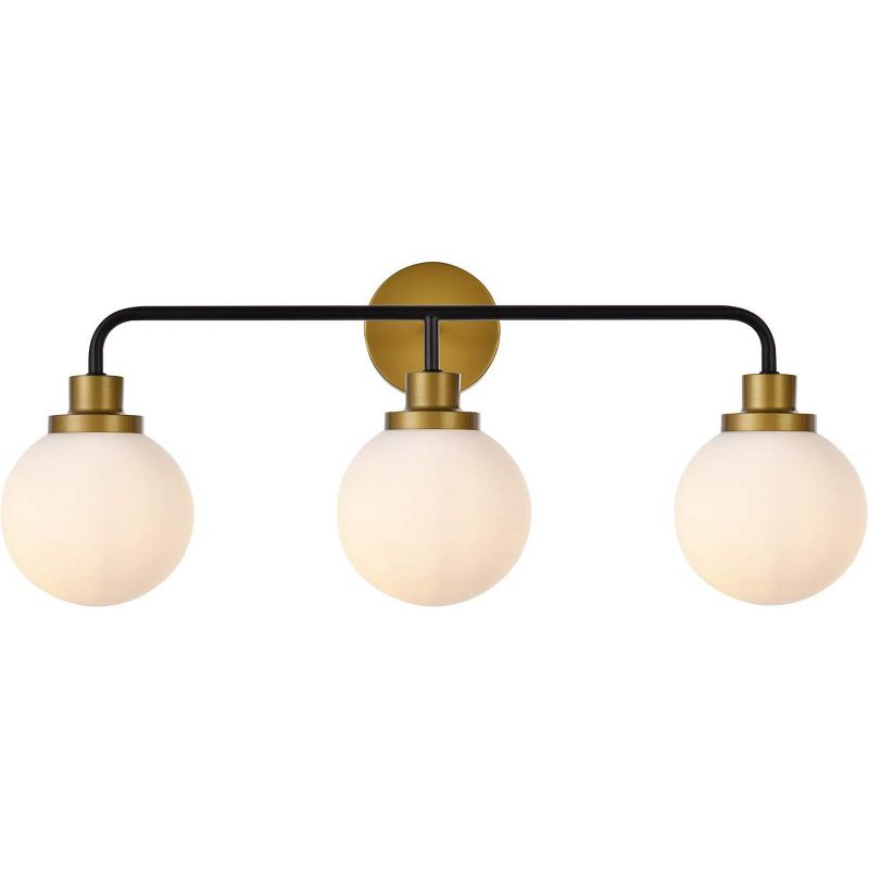 Elegant Lighting Hanson 3 lights bath sconce in black with brass with frosted shade