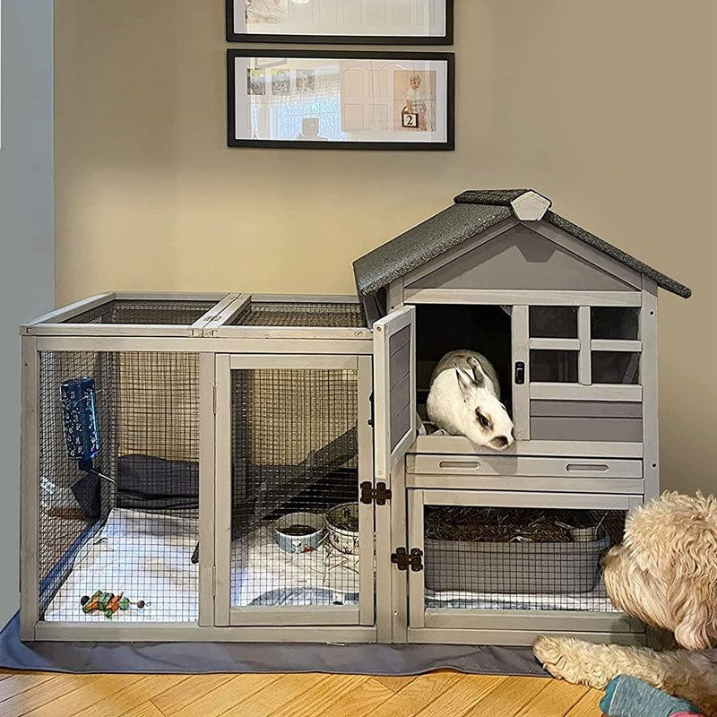 XZ7002 Bunny Cage Gray 51.6"L x 25.2"W x 36.2"H