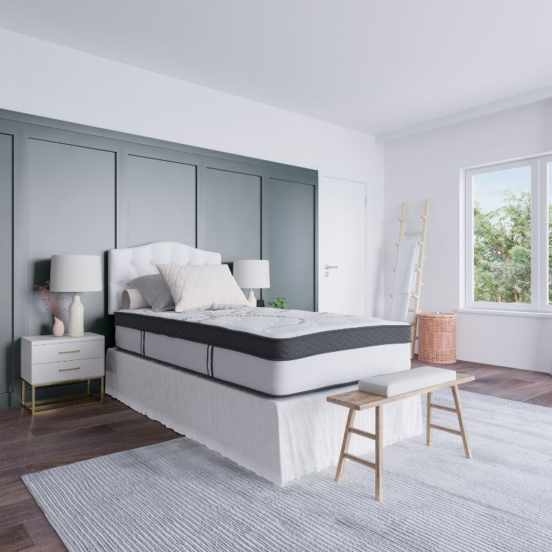 Emma and Oliver 12 Inch CertiPUR-US Certified Hybrid Pocket Spring Mattress, Twin Mattress in a Box - Premium Mattress