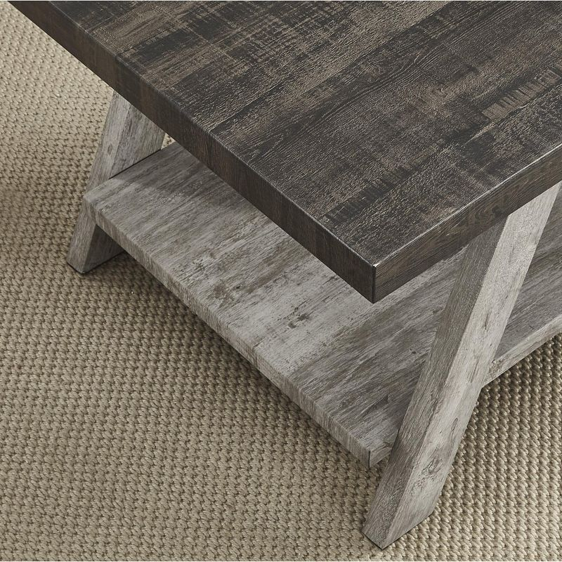 Roundhill Furniture Athens Contemporary Two-Tone Wood Shelf Side Table in Weathered Walnut and Gray