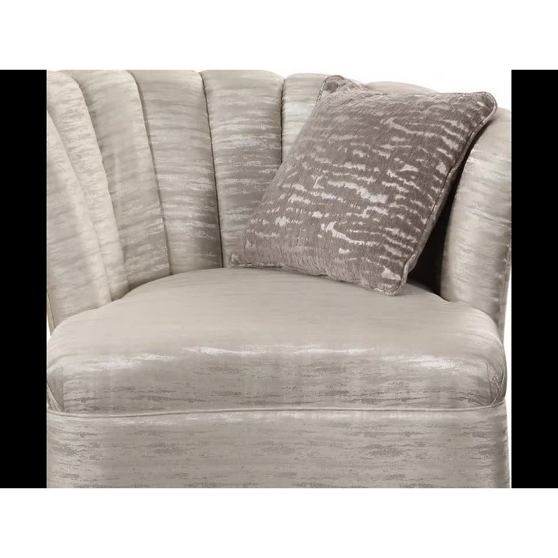 Acme Furniture 41" Athalia Swivel Chair Shimmering Pearl: Linen Upholstery, Wood Frame, No Assembly Required