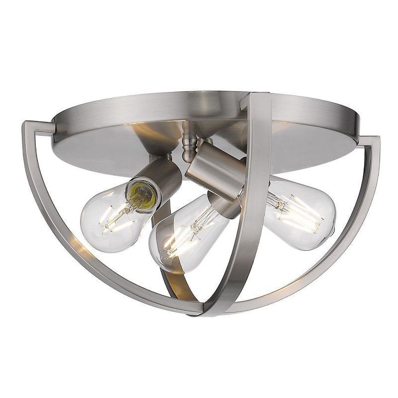 Golden Lighting Colson 3-Light Flush Mount in Pewter