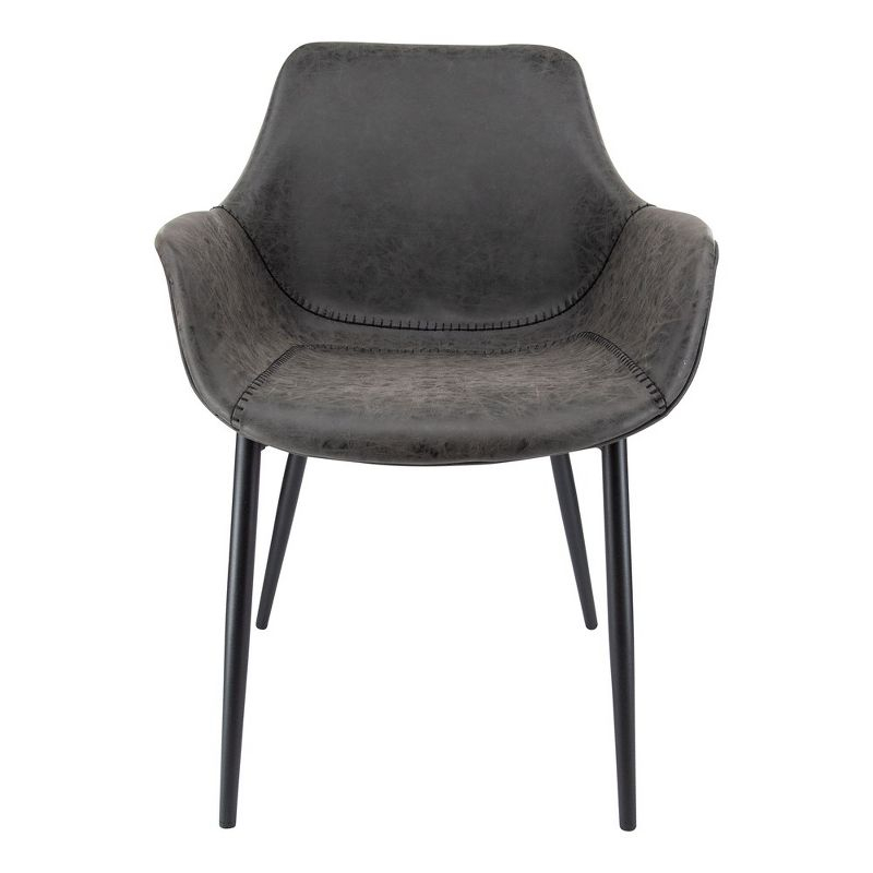 LeisureMod Markley Leather Dining Chair with Black Metal Legs Upholstered Seat Modern Design Perfect for Kitchen Dining Room Office or Lounge Seating