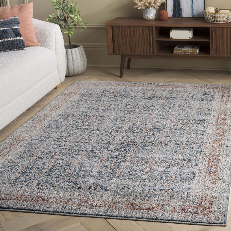 Vintage Tabriz VTA202 Power Loomed Indoor Area Rug - Blue/Rust - 4'x6' - Safavieh