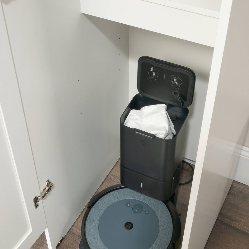 Sauder Homeplus Robot Vacuum Storage Cabinet Glacier White