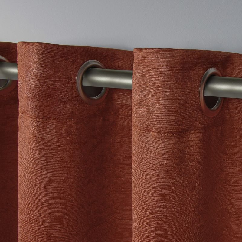 Set of 2 96"x52" Oxford Textured Sateen Thermal Room Darkening Grommet Top Window Curtain Panel Mecca Orange - Exclusive Home