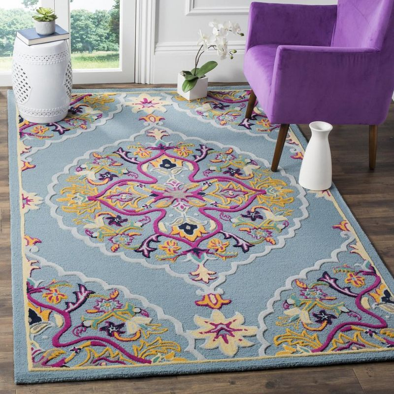 Bellagio BLG605 Hand Tufted Indoor Area Rug - Light Blue/Multi - 5'x8' - Safavieh