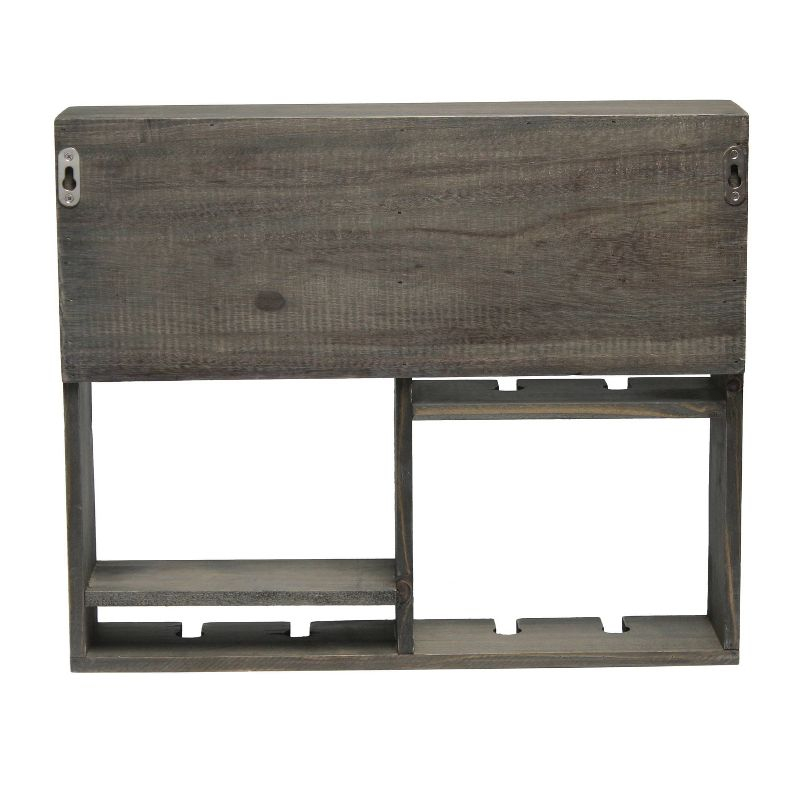 Bartow Wall Mounted Wood Wine Rack Shelf with Glass Holder Gray Wash - Elegant Designs