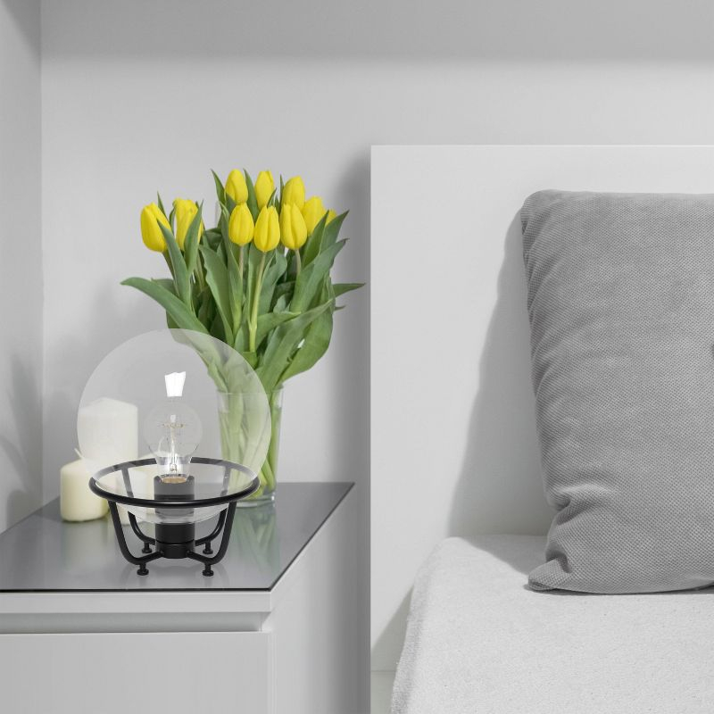 Lalia Home Old World Globe Glass Table Lamp Matte Black: No Assembly, UL Listed, Inline Switch