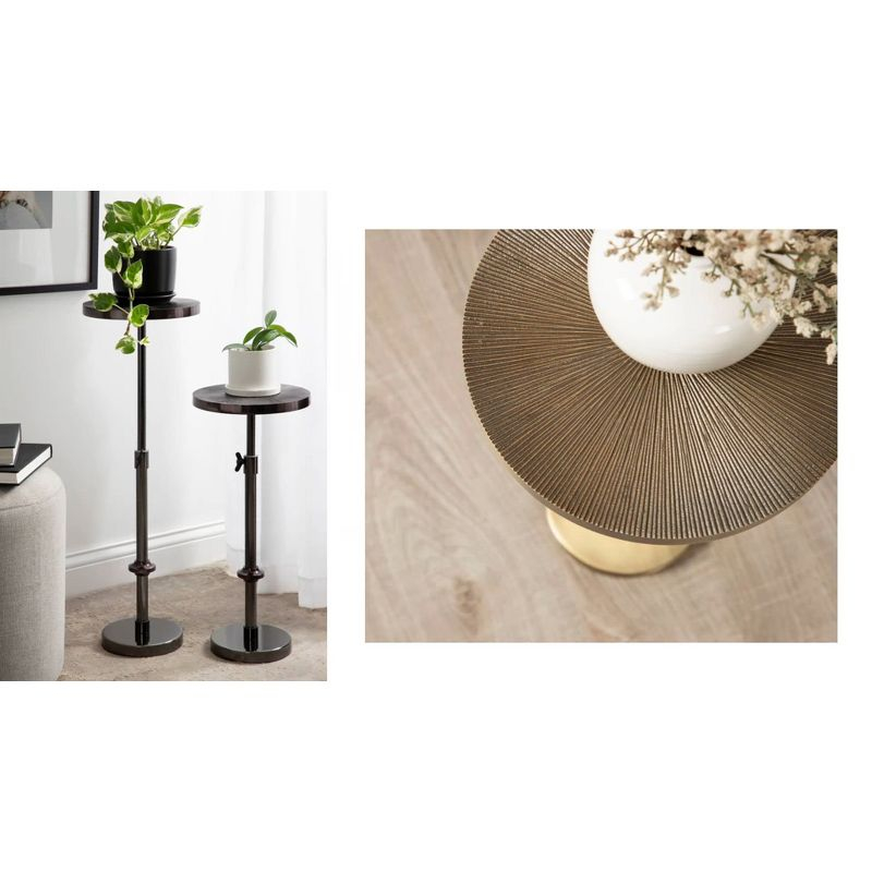 Kate and Laurel Engles Adjustable Marble Table and Plant Stand, 10x10x22, Gold