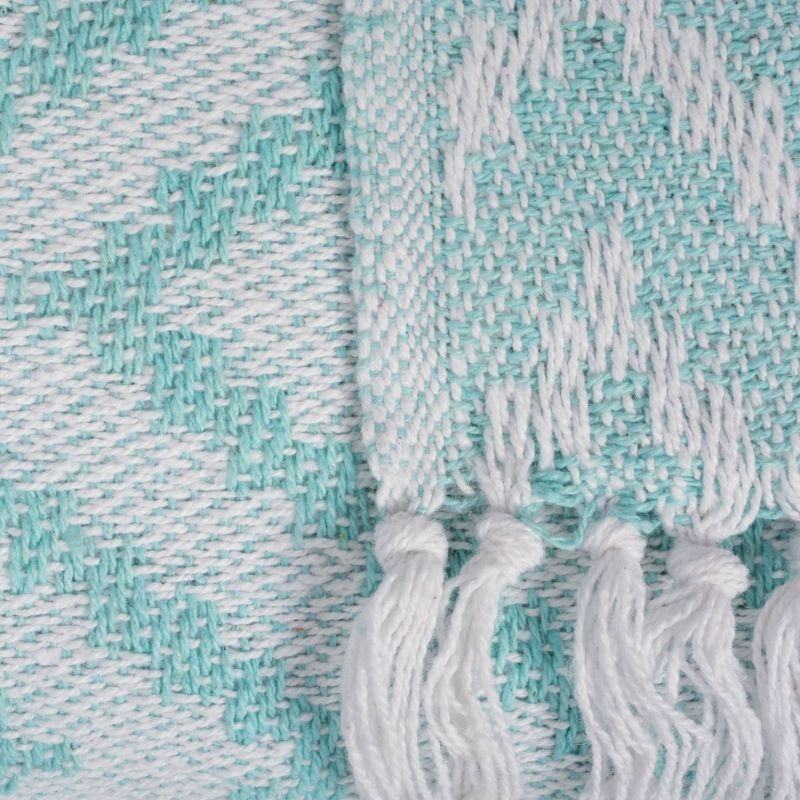 50"x60" Large Chevron Handloom Throw Blanket Aqua - Design Imports: Cotton, Hypoallergenic, Machine Washable