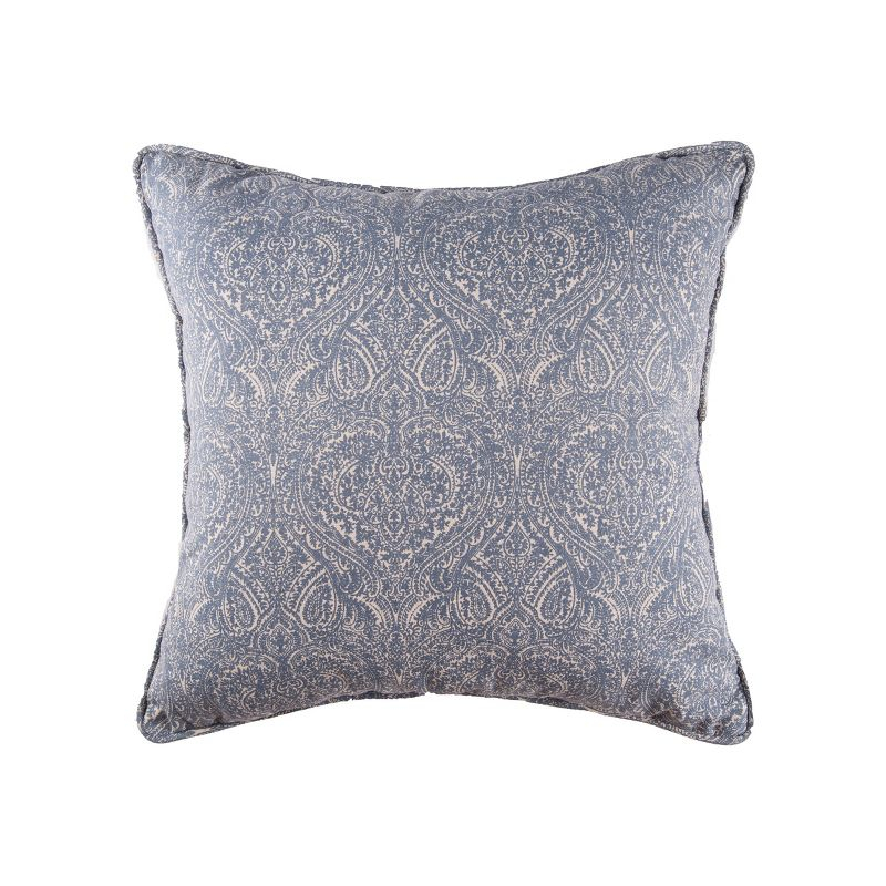 carol & frank 18" x 18" Desiree Damask Blue Cotton Decor Throw Pillow