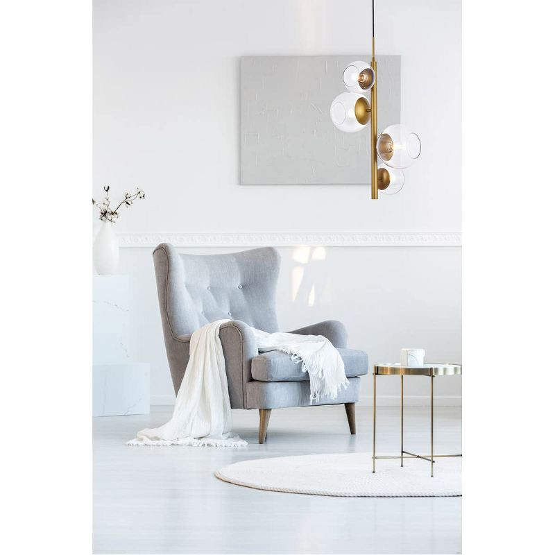 Elegant Lighting Wells 18 inch pendant in brass with clear shade