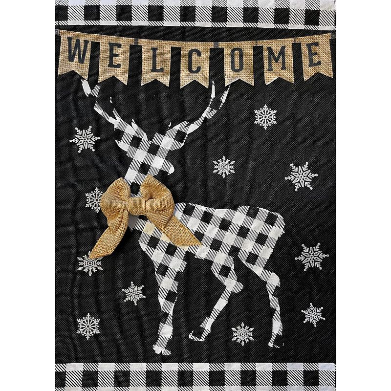 Briarwood Lane Checkered Deer Burlap Winter House Flag Welcome 28