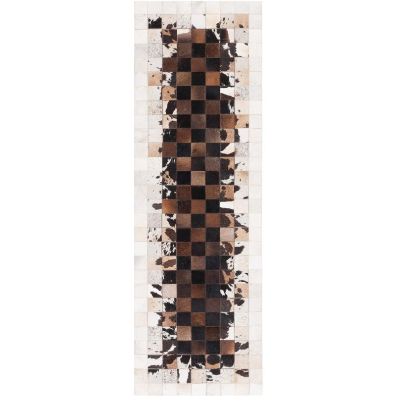 Studio Leather STL215 Hand Woven Runner Rug - Ivory/Dark Brown - 2'3"x7' - Safavieh.
