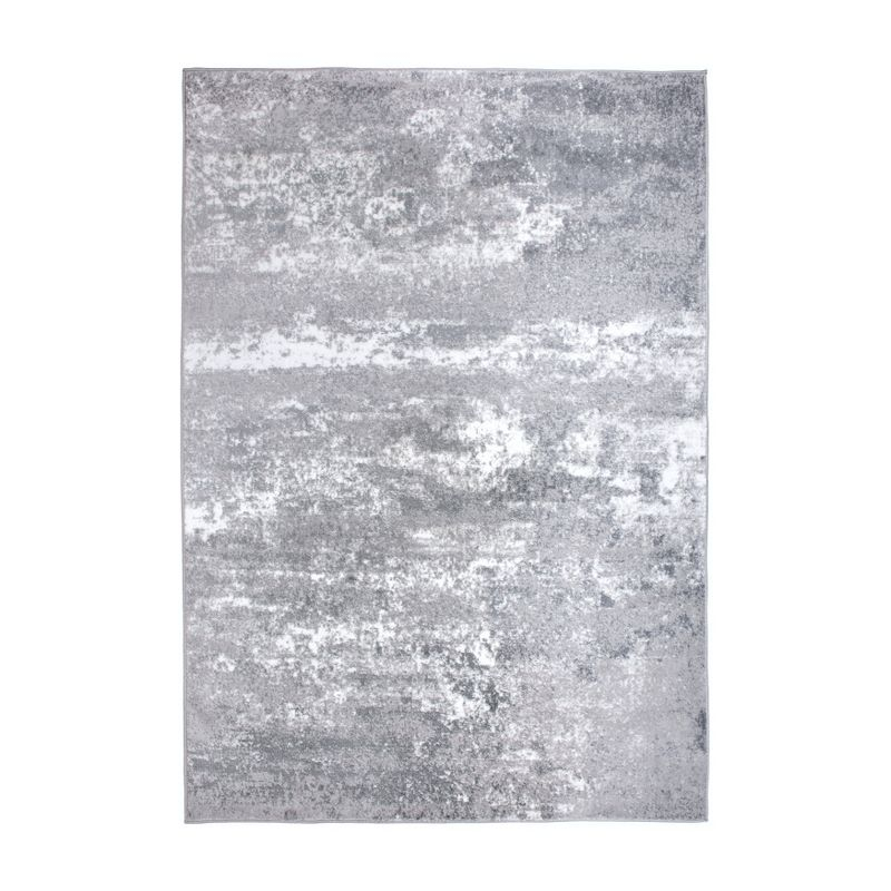 World Rug Gallery Distressed Abstract Watercolor Gray 7'10" x 10' Area Rug