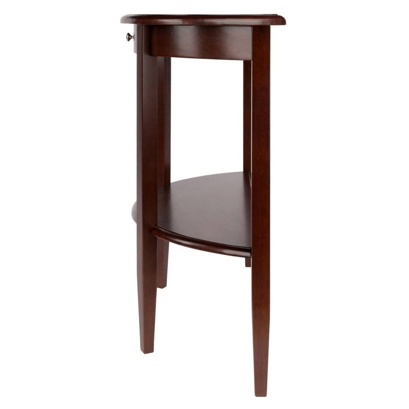 Winsome Concord Hall / Console Table, Half Moon with Drawer, Shelf - Antique Walnut: Entryway Furniture with Storage, Wood Composite