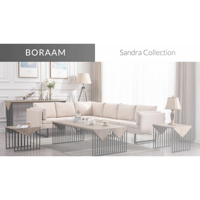 16" Sandra Wood Corner Table Natural Gray - Boraam: Reclaimed Pine, Black Metal Base, Industrial Design