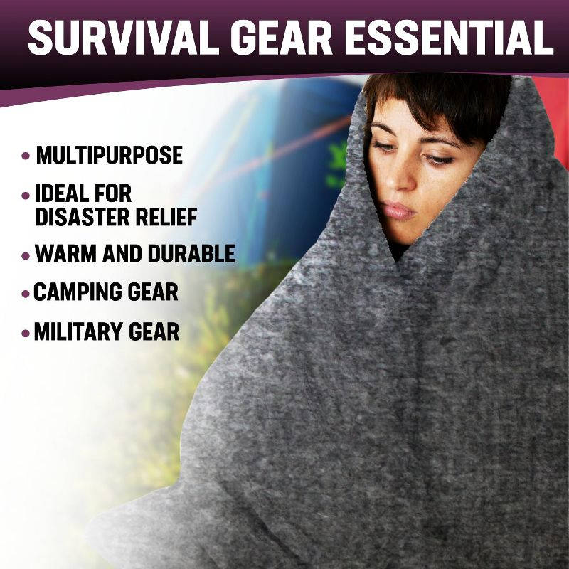 Kemp USA 50% Wool Multipurpose Blanket Durable Throw Blanket for Survival Kit, Fire Retardant
