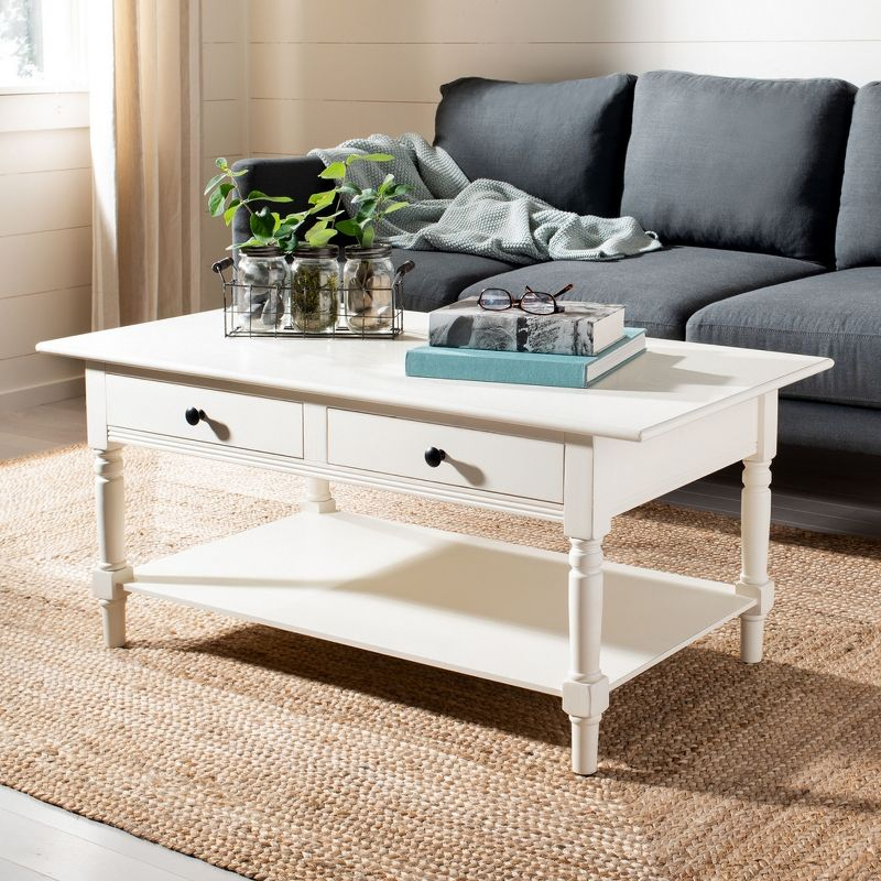 Boris Coffee Table - Distressed Cream - Safavieh
