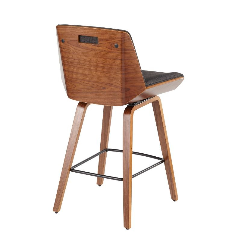 Constance Charcoal Gray Fabric and Walnut Wood Swivel Counter Stool