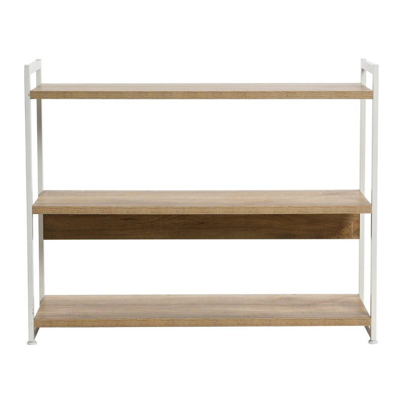 Household Essentials 32.5" Jamestown Wide 3 Shelf Bookshelf: Metal Frame, Coastal Oak Collection
