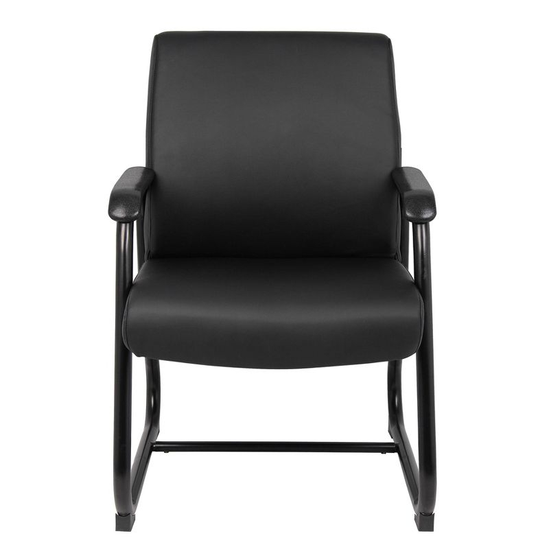 Boss Office Products Guest Chair Heavy Duty Black: Metal Frame, Fixed Arms, Padded, Sled Base, 350 lb Capacity