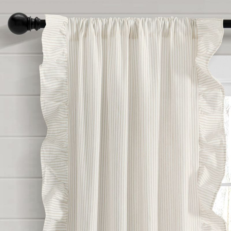 Farmhouse Reyna Ruffle Window Curtain Panels Neutral 54x84 Set
