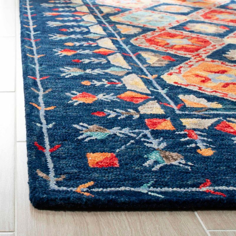 Aspen APN515 Hand Tufted Area Rug - Navy/Orange - 3'x3' - Safavieh.
