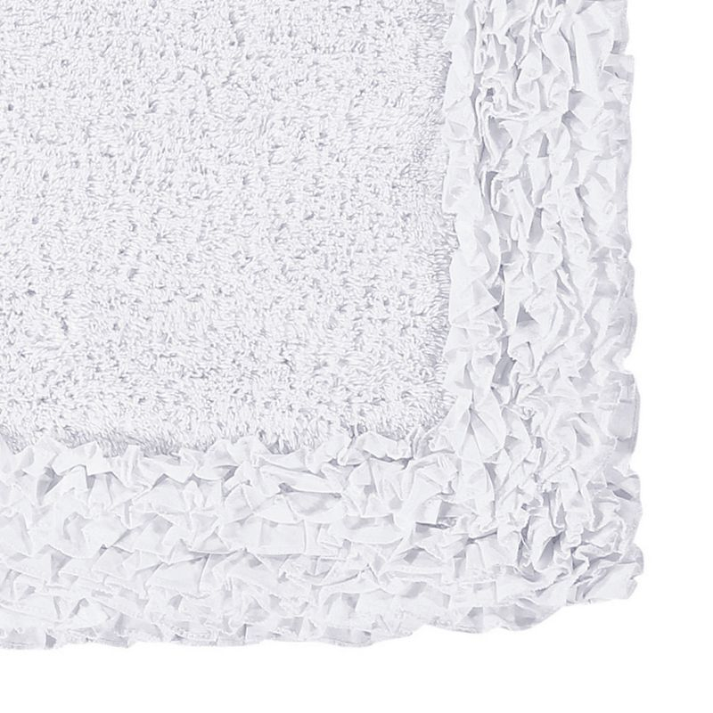 Better Trends Shaggy Boader 100% Cotton Tufted Non- Slip Backing 5 Pc (17"x24"|20"x20"|21"x34"|24"x40"|20"x60") Bath Rug Set - White