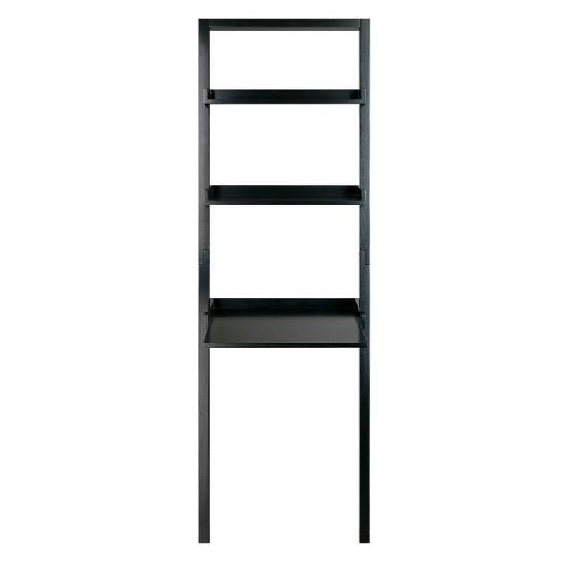 69.36" Bellamy Leaning Desk with 2 Shelves Black - Winsome: Traditional Style, Spot Clean, No Storage