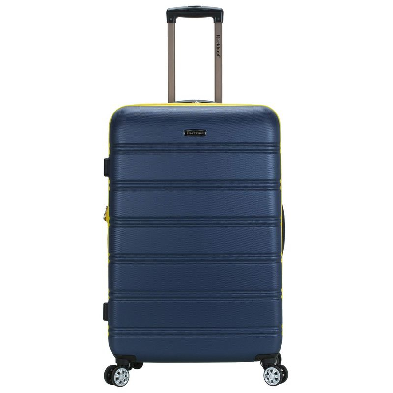 Rockland Melbourne Hardside Expandable Luggage with Spinner Wheels Navy Checked Large 28"
