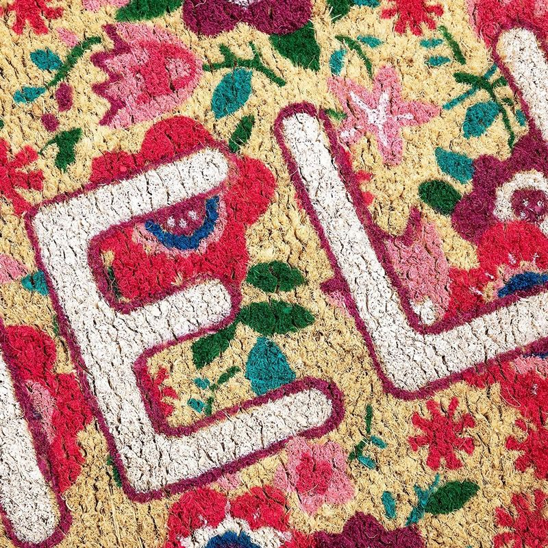 Juvale Natural Spring "Hello" Floral Coir Doormat for Front Door, 17 x 30 Inches, Ideal for Door Entrance and Patio
