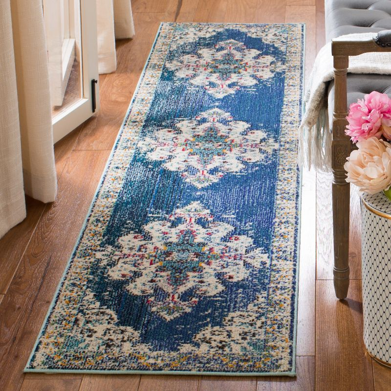 Madison MAD452 Power Loomed Indoor Runner Rug - Navy/Grey - 2'2"x6' - Safavieh