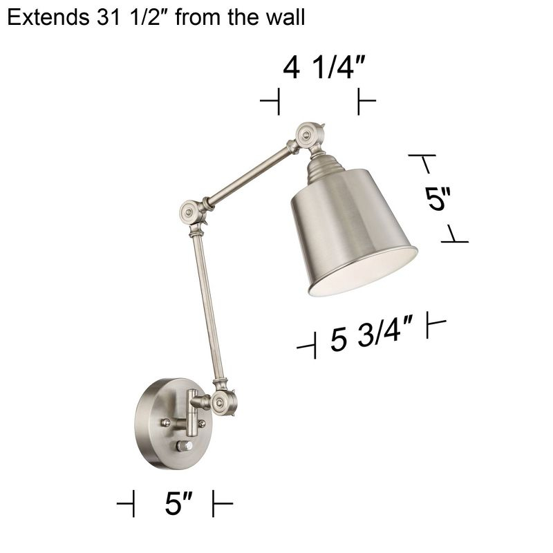360 Lighting Mendes Modern Wall Lamps Set of 2 Brushed Nickel Plug-in 4 1/4" Light Fixture Up Down Adjustable for Bedroom Reading Living Room Hallway