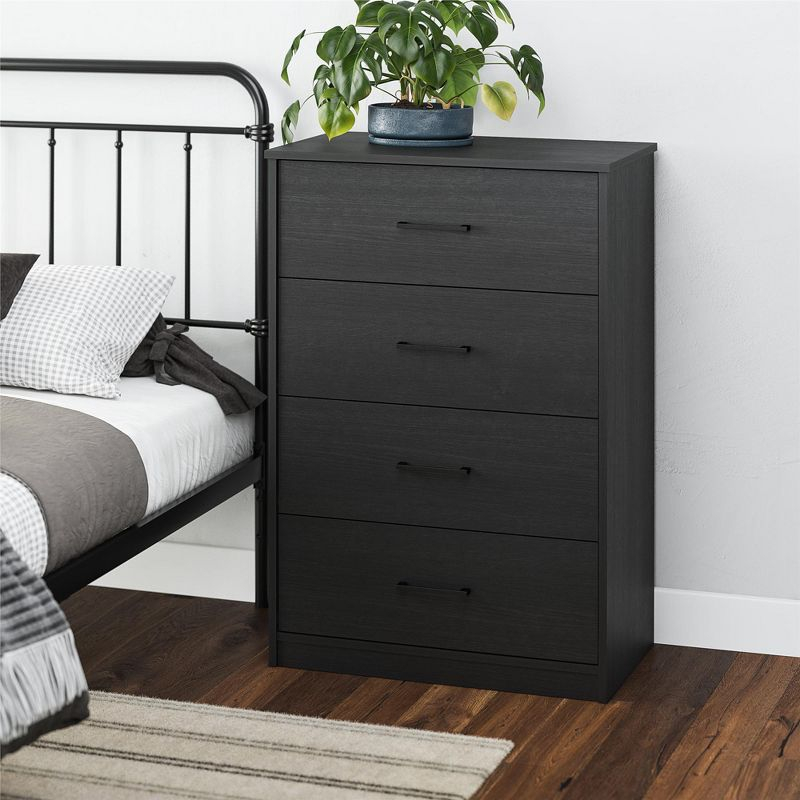 Ameriwood Home BrEZ Build Collection Pearce 4 Drawer Dresser, Black Oak