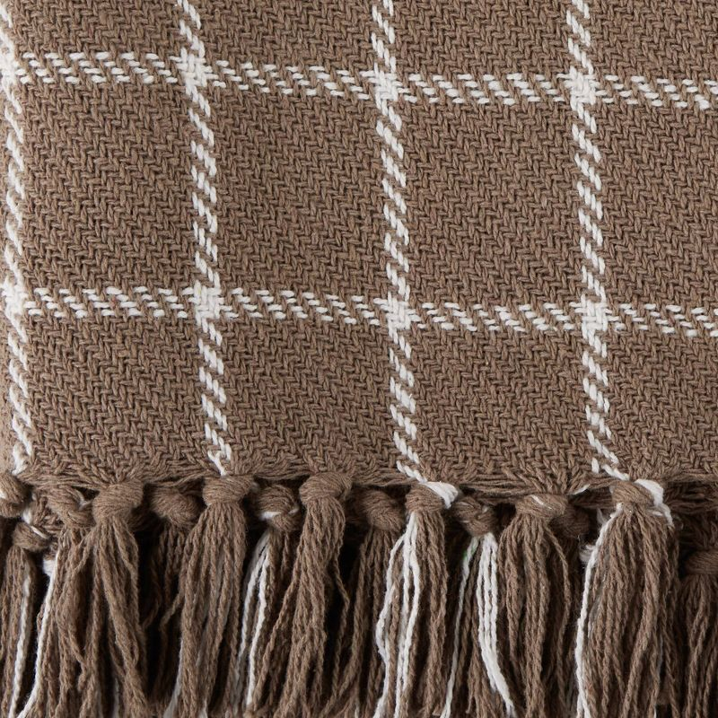50"x60" Checked Plaid Throw Blanket Brown - Design Imports